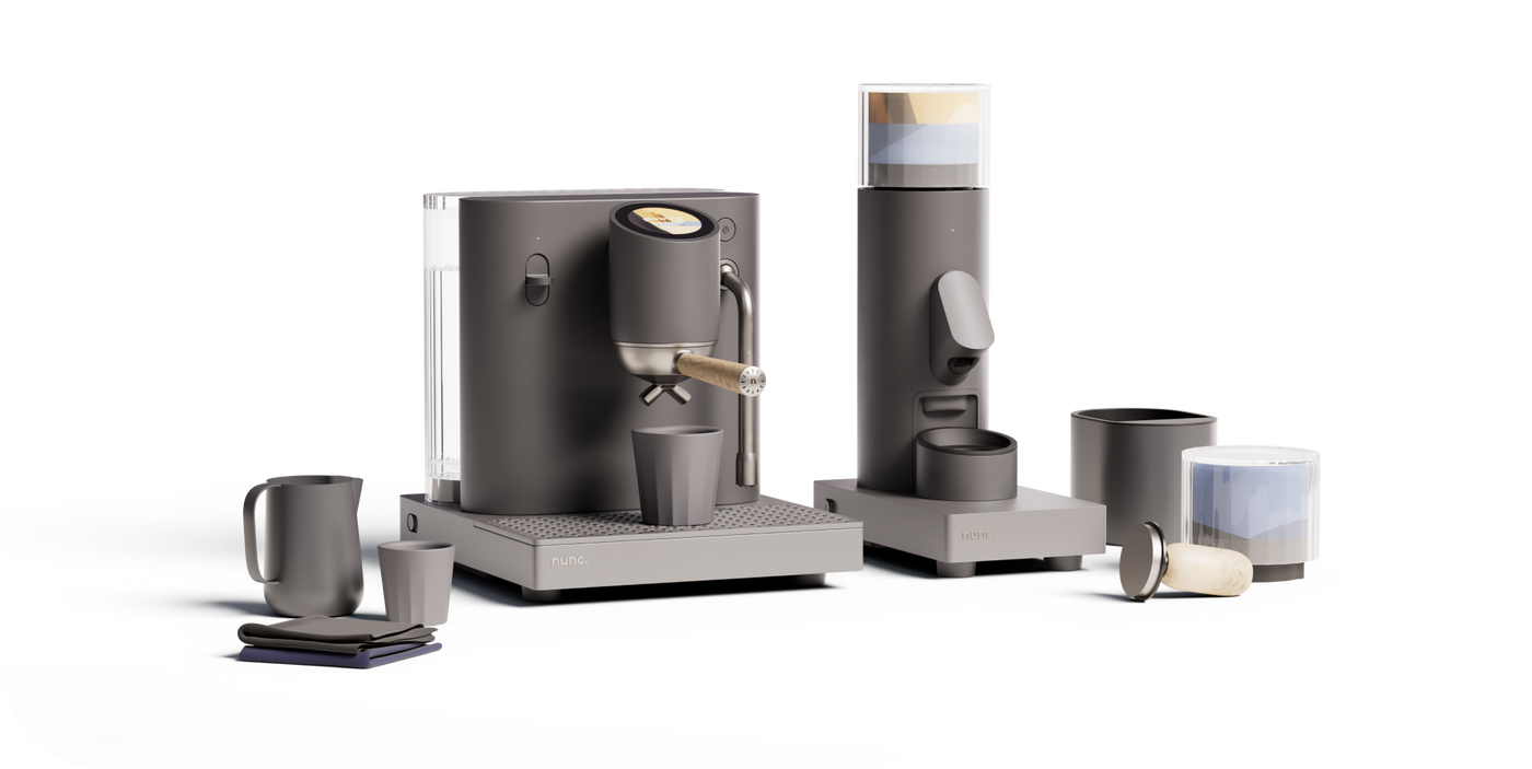 Siebträgermaschine – Stylische und moderne nunc. Espressomaschine für perfekten Kaffeegenuss als geschlossenes System von Espressomaschine und Mahlwerk